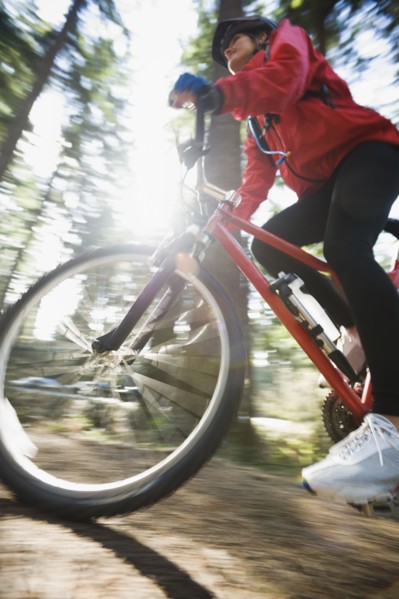 Biker in the woods