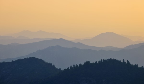 Mountain landscape with trees.