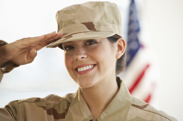 A military officer saluting