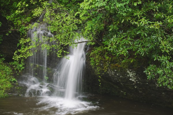 A scenic waterfall.