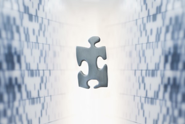 Puzzel piece against medical background.