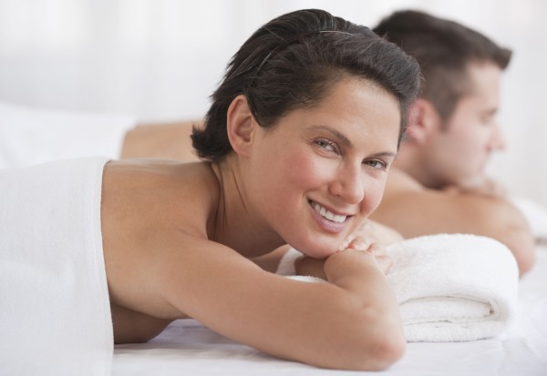Couple at spa.