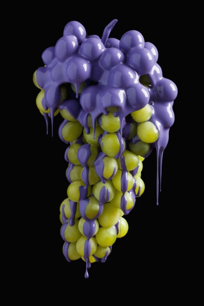Grapes dripping with color