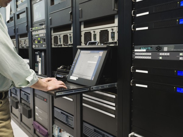 Man working in data center