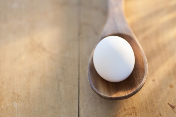Egg in spoon.