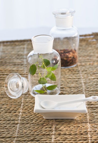 Bottles of herbs.