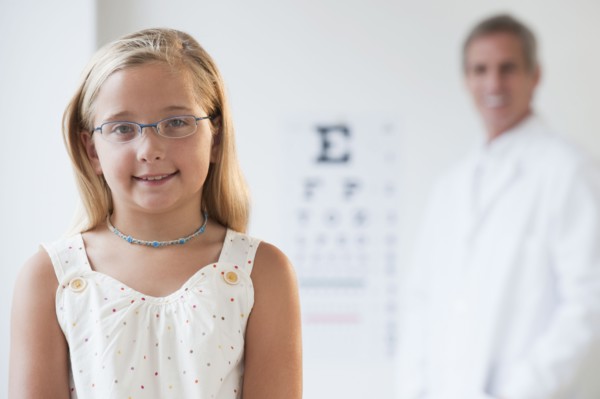 Child at eye doctor.