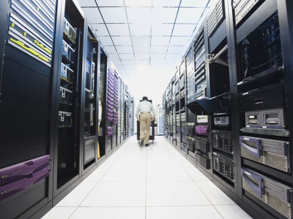 Man working in data center