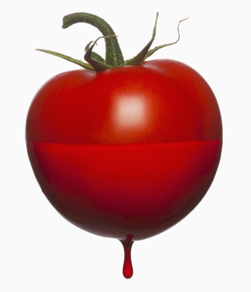 Tomatoe dripping with color