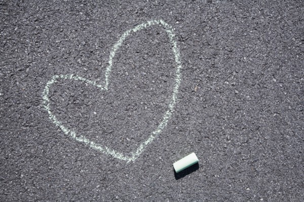 Heart on pavement