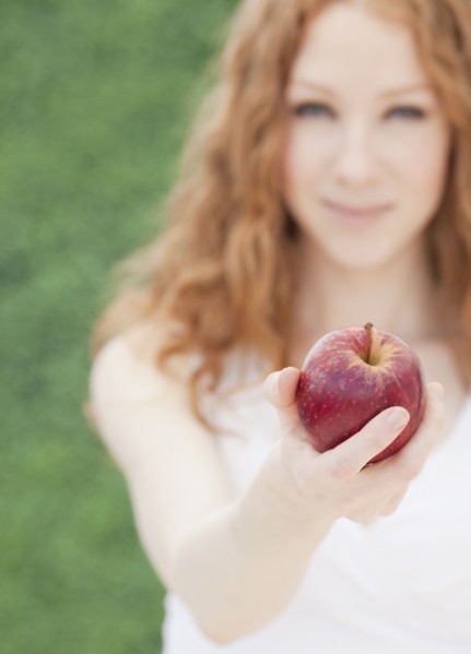 Woman with apple