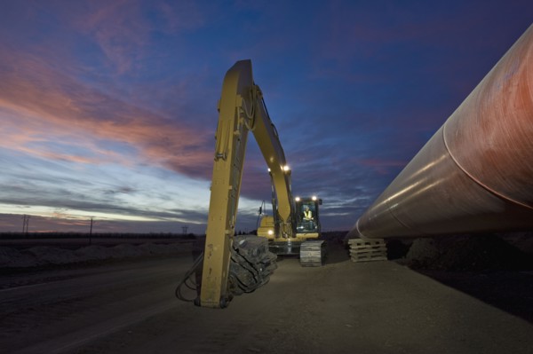 Heavy equipment beside pipeline
