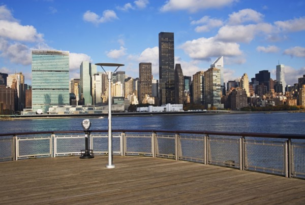 Pier and cityscape