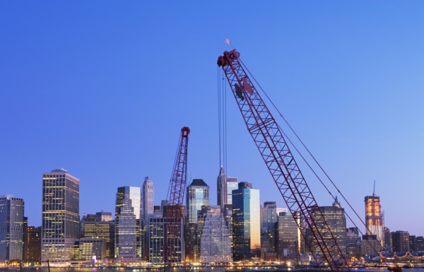 Cranes and cityscape