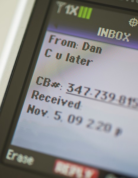 Text on cell phone.