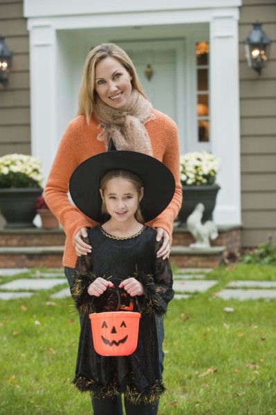 Girl dressed as witch.