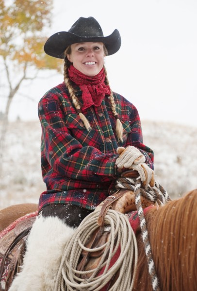 Cowgirl on horse.