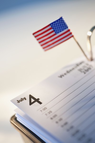 American Flag in day timer.