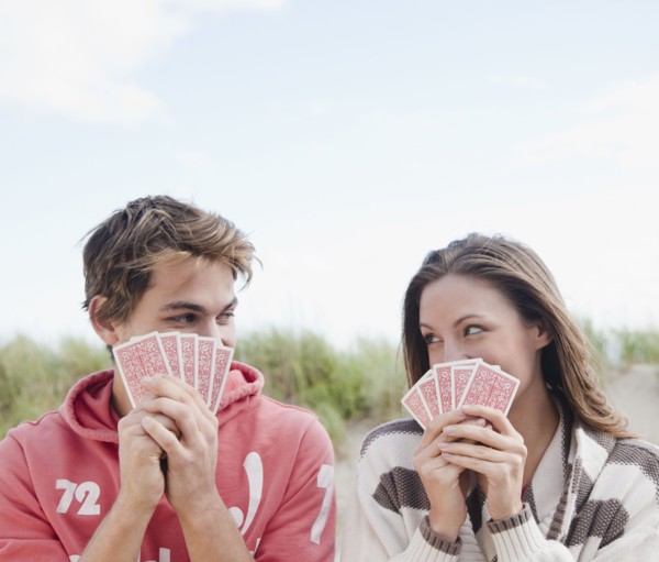 Couple playing cards