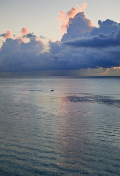 Ocean and clouds.