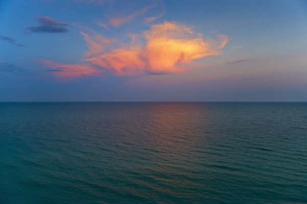 Ocean and clouds.