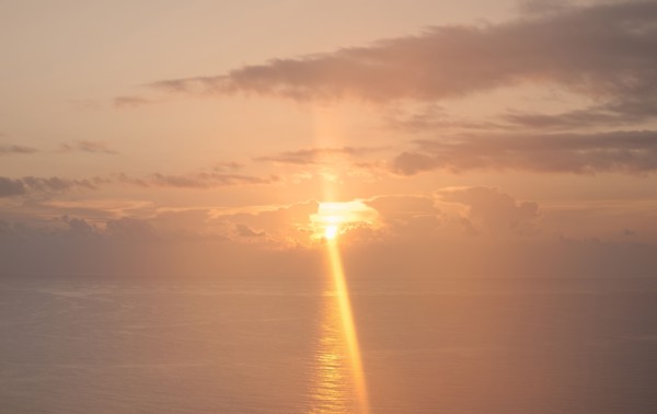 Sunset over ocean.
