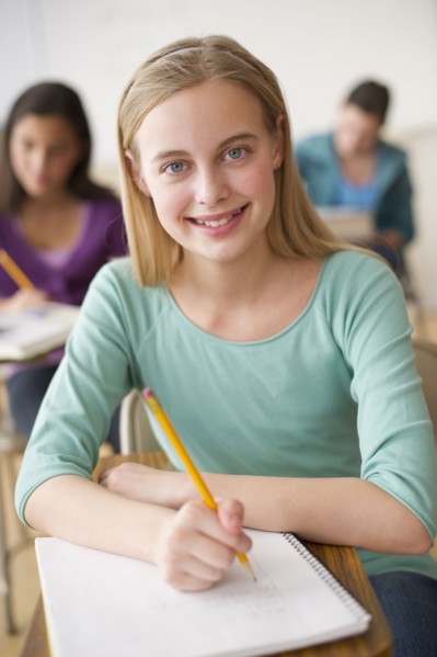 Student writing.