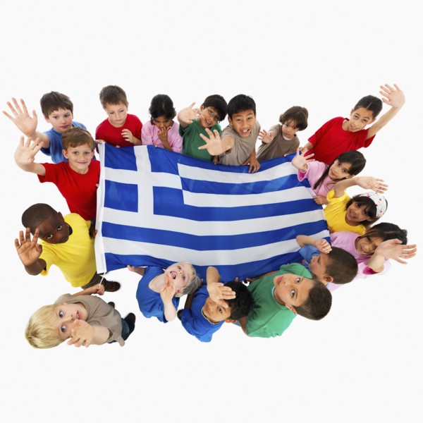 Children holding flag. Photographer: momentimages