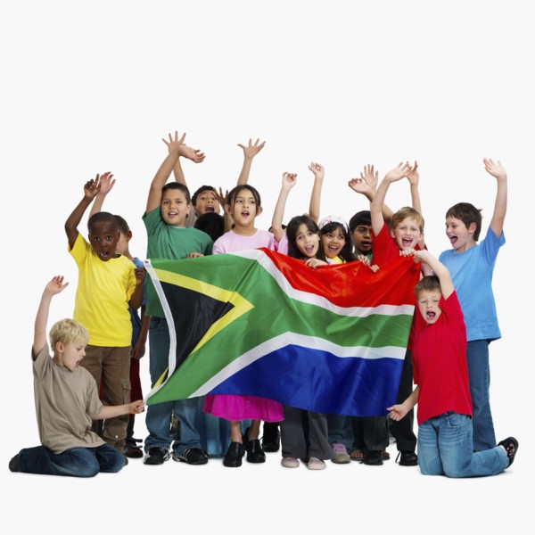 Children holding flag. Photographer: momentimages