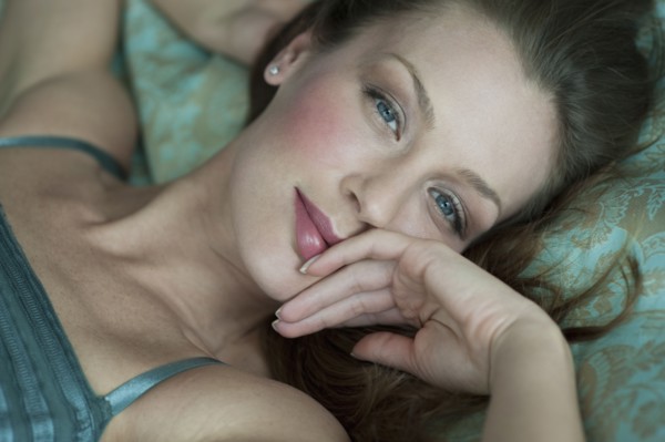 Woman lying down.