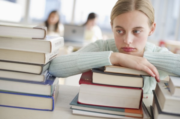 Student and books.