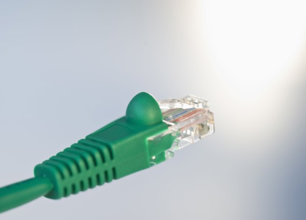 Green network cable.