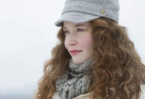 Portrait of a beautiful woman in winter.