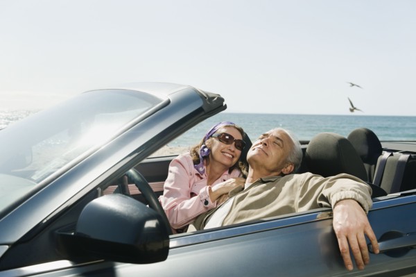 Couple on road trip.