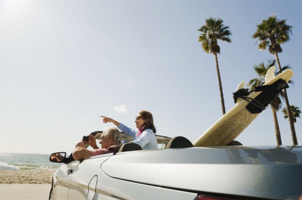 Couple on road trip.