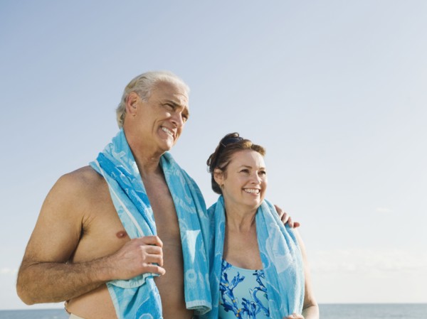 Couple on beach.