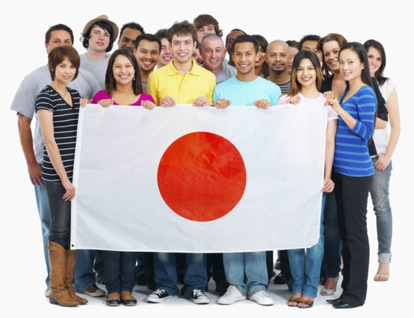 People holding flag. Photographe : momentimages