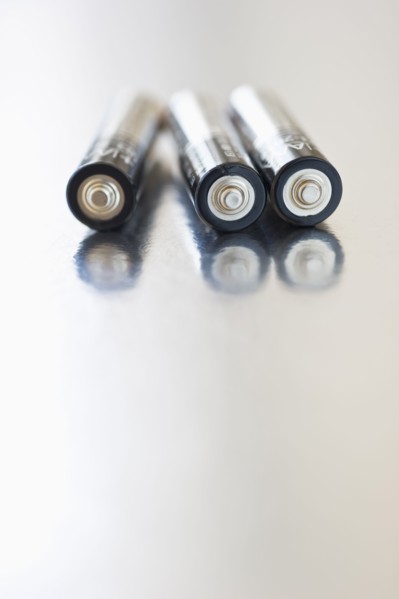 Three double A batteries.
