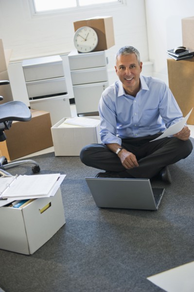 Business entrepreneur working in startup office.