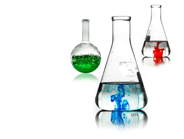Science beakers. Photo. David Arky