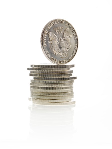 Stack of silver dollars. Photo : David Arky