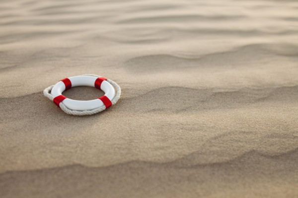 Lifebuoy in desert. Photo. Mike Kemp