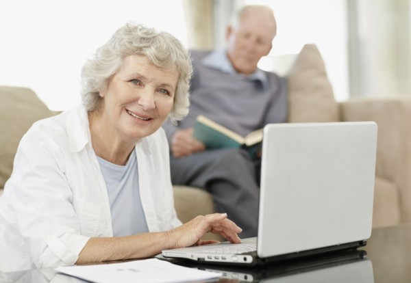 Senior woman browsing the internet