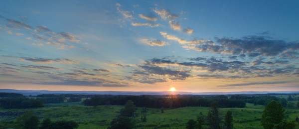 Sunset over Gettysburg National Military Park.