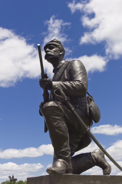 Memorial to first Pennsylvania cavalry on cemetery ridge.