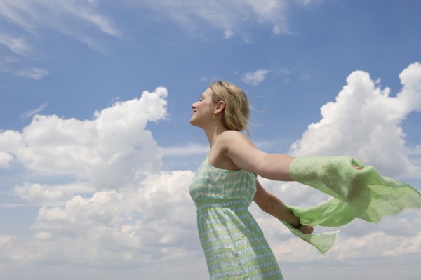 Carefree blond woman.