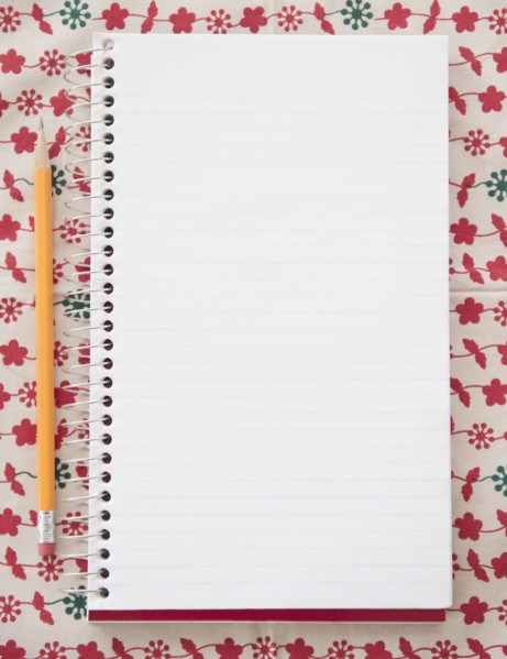 Blank notebook with pencil, directly above. Photo : Jamie Grill