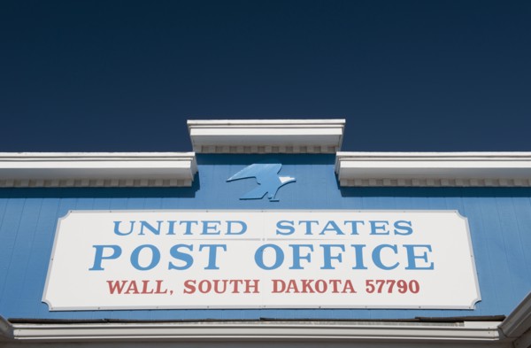 USA, South Dakota, Close up of "U.S. Post Office" sign.