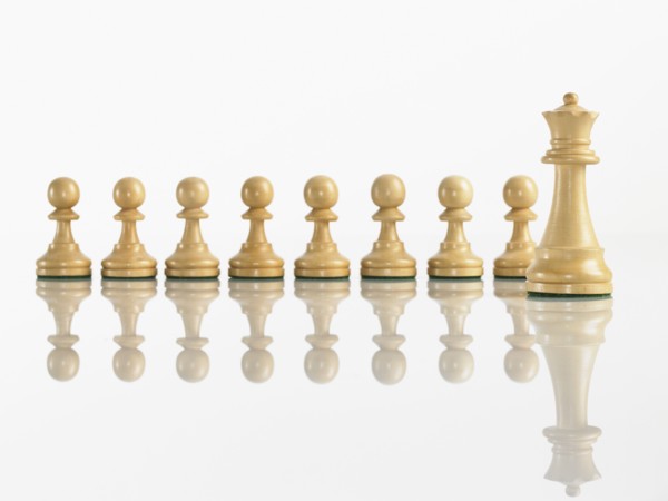Queen with pawn chess pieces. Photo : David Arky