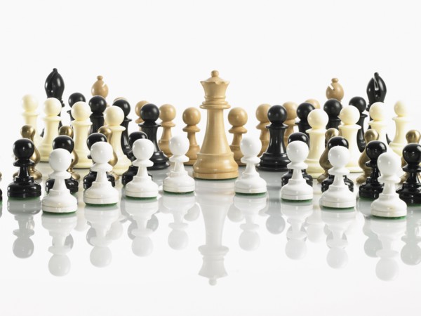 King with mixed teams of chess pieces. Photo : David Arky